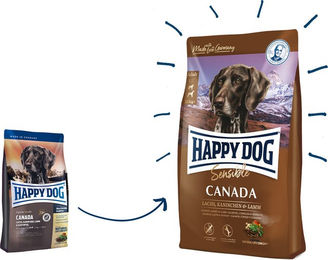 Happy Dog Supreme Sensible Canada Hundefutter Adult Getreidefrei mit Lachs Kaninchen und Lamm 1 kg - 4 x 1 kg – Bild 1 von 12