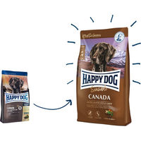 Produktbild von Happy Dog Supreme Sensible Canada Hundefutter Adult Getreidefrei mit Lachs Kaninchen und Lamm 1 kg - 4 x 1 kg