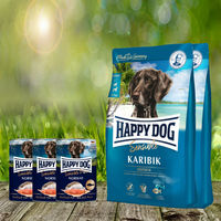 Produktbild von Happy Dog Supreme Sensible Karibik 2 x 11 kg und Happy Dog Sensible Pure Norway 3 x 400 g Hundefutter Set glutenfrei und getreidefrei
