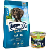 Produktbild von Happy Dog Supreme Sensible Karibik Hundefutter 11 kg mit Snack Drink Hähnchenfleisch und Gemüse getreidefrei