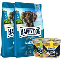 Produktbild von Happy Dog Supreme Sensible Karibik Hundefutter Adult Getreidefrei 2 x 11 kg mit Snack Drink