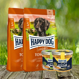 Happy Dog Supreme Sensible Toscana Hundefutter 2 x 12,5 kg mit Happy Dog Snack Drinks – Bild 1 von 1