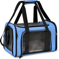 Produktbild von Happy Home Tiertransporttasche aus Polyester für Hunde kleiner Rassen und Katzen in Blau, faltbar und tragbar