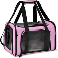 Produktbild von Happy Home Tiertransporttasche aus Polyester für Katzen und kleine Hunde, Rosa, Faltbar