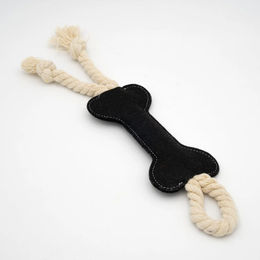 Produktbild von HAPPY JACKY Stoffspielzeug für Hunde in Knochenform mit Seil Schwarz für Welpen