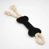 Produktbild von HAPPY JACKY Stoffspielzeug für Hunde in Knochenform mit Seil Schwarz für Welpen