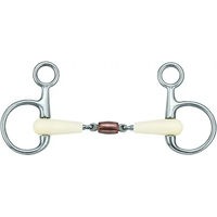 Produktbild von Happy Mouth Gebiss für Pferde doppelt gebrochen aus Gummi in Weiß und Silber