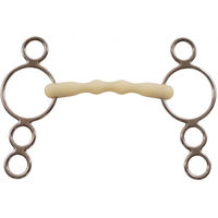 Produktbild von Happy Mouth HM Mullen Gebiss für Pferde mit 4 Ringen aus Gummi in Braun und Weiß