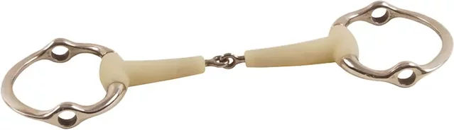 Produktbild von Happy Mouth Olivenkopftrense für Pferde aus Kunststoff in Gold und Weiß