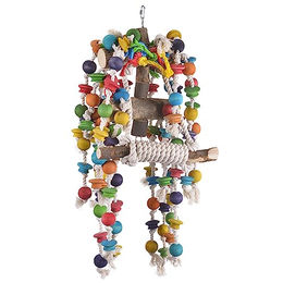 HappyBird Papageienspielzeug Giant Fun Vogelspielplatz aus Holz für Papageien und Kakadus bunt ca. 39 x 23 x 78 cm – Bild 1 von 9