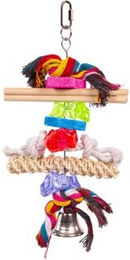 HappyBird Papageienspielzeug Stone & Bone aus Naturmaterial mit Glocke und bunten Elementen für Papageien, Kakadus und Großsittiche – Bild 1 von 5