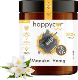Produktbild von happycor Manuka Honig MGO 250+ Haut-Fell-Supplement für Hunde Katzen und Pferde 200g