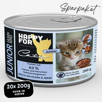 Produktbild von HAPPYFOR Cats Premium Katzenfutter Junior Pastete mit Huhn und Rind 20 x 200g
