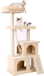 Happyment Luxe Kratzbaum für Katzen mit Hängematte Creme 127cm für Kitten – Bild 1 von 1