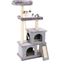Produktbild von Happyment Luxus-Kratzbaum für Katzen in Grau mit weicher Katzenhängematte und Spielzeug für Kätzchen 127 cm