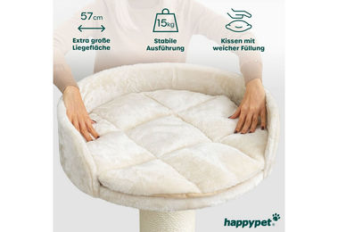 Produktbild von Happypet Kratzbaum Freddy für Katzen 150 cm in Beige mit Spielseil und Spielball