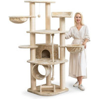Produktbild von HAPPYPET Kratzbaum für Katzen XL Beige mit Haus, Spieltunnel und Sisal-Elementen 181 cm hoch
