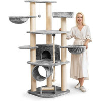 Produktbild von HAPPYPET Kratzbaum für Katzen XL Grau mit Katzenhaus Spieltunnel und Sisal-Elementen 181 cm hoch