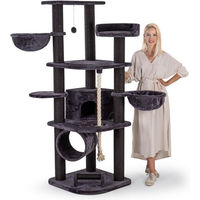 Produktbild von HAPPYPET Kratzbaum für Katzen XL in Anthrazit mit Haus, Spieltunnel und Sisal-Elementen, 181 cm hoch