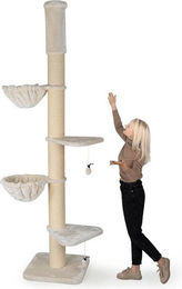 Happypet Kratzbaum LEONARDO XXL Deckenhoch mit Deckenspanner beige Plüsch für Katzen – Bild 1 von 3