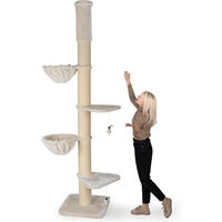 Produktbild von Happypet Kratzbaum LEONARDO XXL Deckenhoch mit Deckenspanner beige Plüsch für Katzen