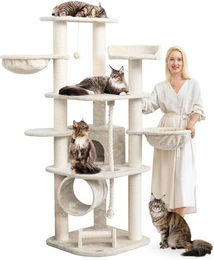 HAPPYPET Kratzbaum Parker XXL für Katzen in Beige mit Haus, Spieltunnel und Sisal-Elementen, 171 cm – Bild 1 von 13