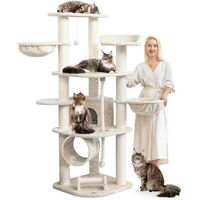 Produktbild von HAPPYPET Kratzbaum Parker XXL für Katzen in Beige mit Haus, Spieltunnel und Sisal-Elementen, 171 cm