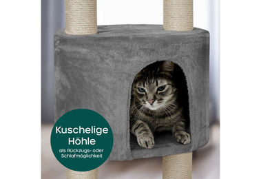 HAPPYPET Kratzbaum SAM XXL deckenhoch 260 cm für Katzen Grau mit Sisal-Kratzsäulen und Deckenspanner – Bild 1 von 13