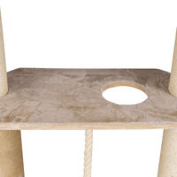 Produktbild von HAPPYPET Kratzbaum Verbindungs-Set mit Liegemulde und Spielseil aus Multiplex-Holz in Beige zur Erweiterung von Katzenkratzbäumen