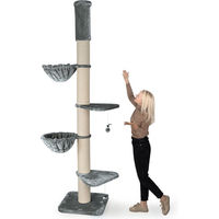 Produktbild von HAPPYPET Kratzbaum XXL mit Deckenspanner Grau aus Sisal für Katzen 250 bis 275 cm