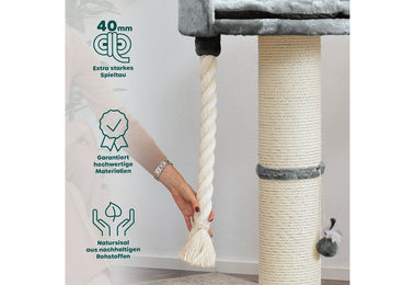 HAPPYPET Premium Kratzbaum Balu für große Katzen Grau mit Natursisal und 18 cm dicken Stämmen – Bild 1 von 6