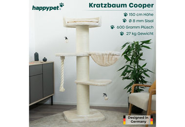 HAPPYPET Premium Kratzbaum Cooper XXL für Katzen in Beige mit Sisal – Bild 1 von 13