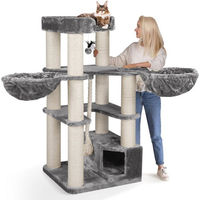 Produktbild von HAPPYPET Premium Kratzbaum Oscar für große Katzen Grau mit Haus und Spielzeug