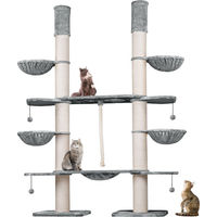 Produktbild von HAPPYPET XXL Kratzbaum-Landschaft für Katzen mit Deckenspanner 280cm hoch aus Plüsch in Grau