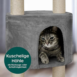 HAPPYPET XXL Kratzbaum Simba deckenhoch 260 cm Grau mit Sisal und Deckenspanner für Katzen – Bild 1 von 9