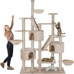 HAPPYPET XXL Simba Kratzbaum deckenhoch 260 cm mit Deckenspanner und Sisalstämmen Beige – Bild 1 von 8