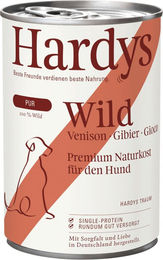 Produktbild von Hardys Pur Hundefutter Wild Getreidefrei Monoprotein 24 x 400 g - 6 x 400 g