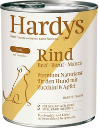 Produktbild von Hardys VITAL Hundefutter Rind mit Zucchini und Apfel Monoprotein mit hohem Fleischanteil 12x800g