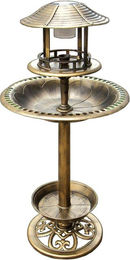 Harms Import Vogeltränke mit Solar LED Beleuchtung aus Kunststoff in Braun und Gold – Bild 1 von 8