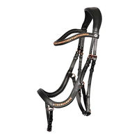 Produktbild von Harry's Horse Anatomische Leder Trense für Ponys in Schwarz-Gold mit Roségold-Elementen