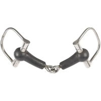 Produktbild von Harry's Horse D-Trense für Pferde mit Gummi-Mundstück aus Edelstahl in Schwarz und Silber