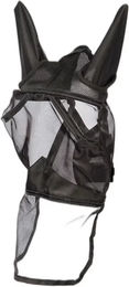 Harry's Horse Fliegenmaske Flyshield mit Ohren und Nasenteil Schwarz Größe M – Bild 1 von 3