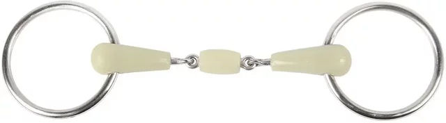Produktbild von Harry's Horse Gebiss für doppelt gebrochene Pferde mit 2 Ringen Apple Geschmack aus Edelstahl 18 mm