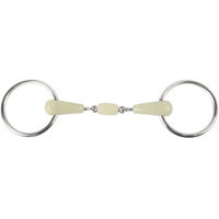 Produktbild von Harry's Horse Gebiss für doppelt gebrochene Pferde mit 2 Ringen Apple Geschmack aus Edelstahl 18 mm