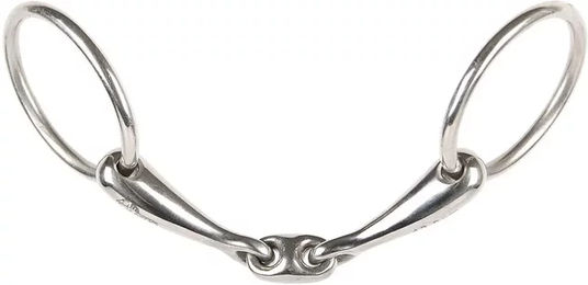 Produktbild von Harry's Horse Gebiss mit 2 Ringen für doppelt gebrochene Pferde aus Edelstahl 14 mm