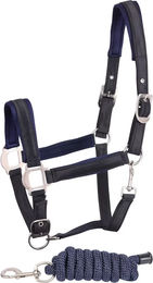 Harry's Horse Halfter und Führstrick Set aus Satin für Pferde in Blau – Bild 1 von 2