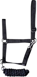 Produktbild von Harry's Horse Halfter und Longiergurt Set aus Baumwolle für Pferde Schwarz