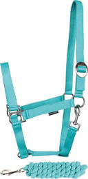 Harry's Horse Halfter und Longiergurt Set Initial aus Baumwolle in Türkis für Pferde Größe Cob – Bild 1 von 2