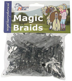 Produktbild von Harry's Horse Magic Braids Haarband für Pferde Schwarz aus Gummi 10er Pack - 10 x 500 Stk.