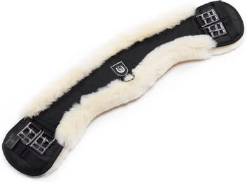 Harry's Horse Mondgurt anatomisch konkav aus Leder mit Lammfell in Schwarz-Natur 70 cm – Bild 1 von 3